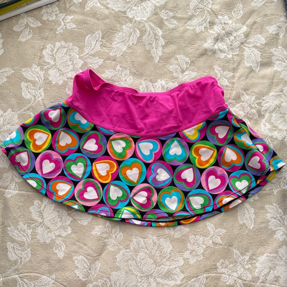 Girls Colorful Heart Patterned swim bathing suit cover up Skirt nylon sz large